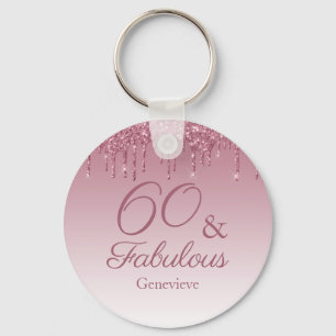 60 en Fabulous Roos Gold Pink Dripping Glitter Sleutelhanger