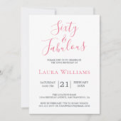 60 en Fabulous Roze Witte 60ste Verjaardagsfeestje Kaart (Voorkant)