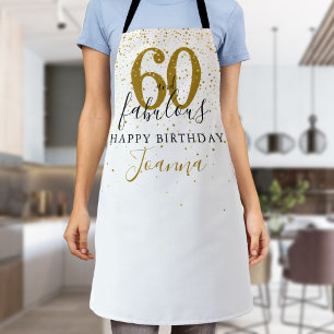 60 en Fabulous Verjaardag Elegant Goud en Zwart Schort