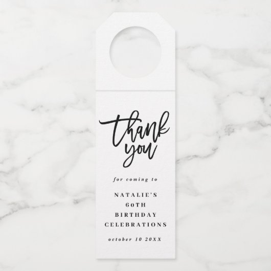 60 en geweldig bedankt voor je moderne verjaardags flessenhanger (Achterkant)