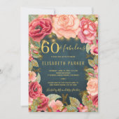 60 en geweldige florale elegant 60e verjaardag kaart (Voorkant)