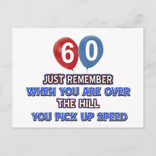 60 en over de heuvel verjaardagsfeestjes design briefkaart