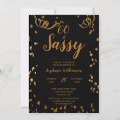 60 en Sassy 60th Birthday Black | Faux Gold Kaart (Voorkant)