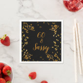 60 en Sassy 60th Birthday Black | Faux Gold Servet (Insitu)