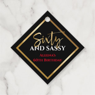 60 EN SASSY Birthday Black Gold Gift Label