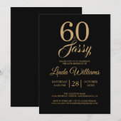 60 en Sassy Black Gold 60ste verjaardagsfeestje Kaart (Voorkant / Achterkant)