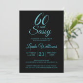 60 en Sassy Blue Glitter 60ste verjaardagsfeest Kaart (Staand voorkant)
