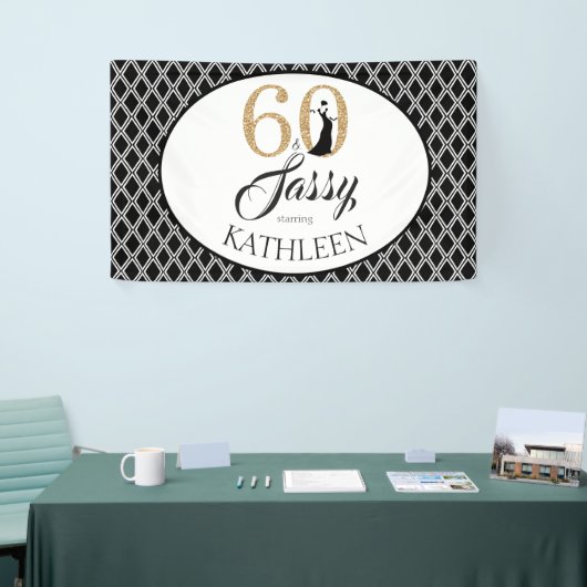 60 en Sassy Custom 60ste verjaardag Spandoek (Beurs)