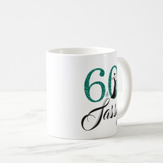 60 en Sassy Emerald Green Glitter 60th Birthday Koffiemok (Voorkant rechts)