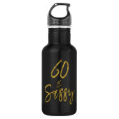 60 en Sassy Gold Folie Verjaardag Water Fles (Voorkant)