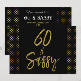60 en Sassy Gouden Folie Verjaardag Uitnodiging
