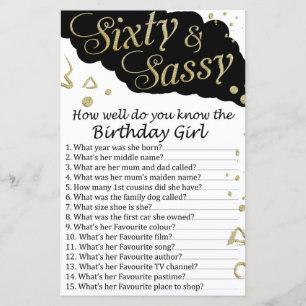 60 en sassy Hoe goed ken je de verjaardag?