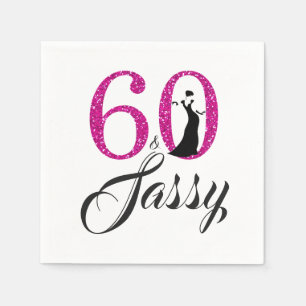 60 en Sassy Pink Glitter verjaardagsfeestje Servetten