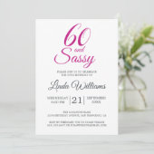 60 en Sassy Roze Glitter 60ste Verjaardagsfeestje Kaart (Staand voorkant)