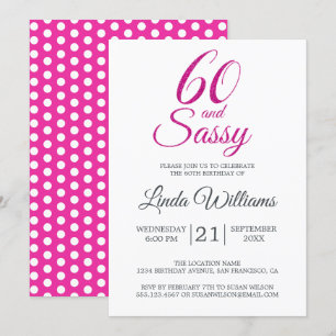 60 en Sassy Roze Glitter 60ste Verjaardagsfeestje Kaart