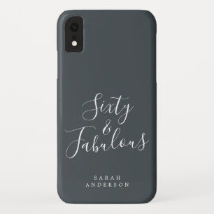60 en Sassy Script Black White 60th Birthday iPhone XR Hoesje