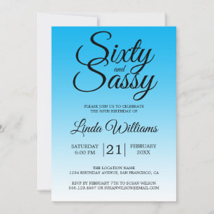 60 en Sassy Sky Blue Ombre 60th Birthday Kaart