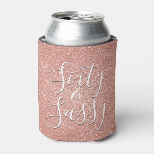 60 en Sassy Verjaardag Roos Goud Blush Roze Glitte Blikjeskoeler (Blikje Voorkant)