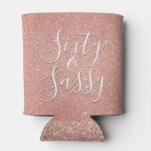 60 en Sassy Verjaardag Roos Goud Blush Roze Glitte Blikjeskoeler (Achterkant)