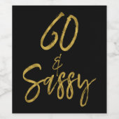 60 en Sassy wijnetiket voor verjaardag Wijn Etiket (Enkel label)