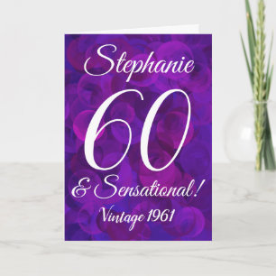 60 en Sensational Elegant Paars Birthday Kaart