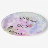 60 en Spectaculaire Glittervlinders Verjaardag  Papieren Bordje (Gekanteld)