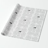 60 en sprankelende hand getekend zwart en wit cadeaupapier (Uitgerold)