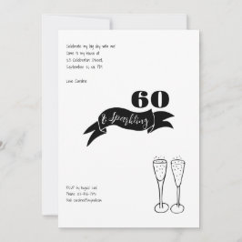 60 en sprankelende hand getekend zwart en wit kaart