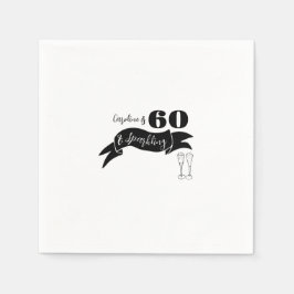 60 en sprankelende hand getekend zwart en wit servet