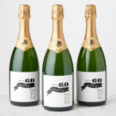 60 en sprankelende hand getekend zwart en wit sparkling wijnetiket (Flessen)