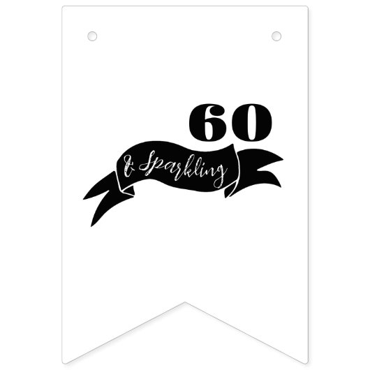 60 en sprankelende hand getekend zwart en wit vlaggetjes (Tweede vlag)