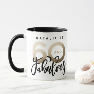 60 et fabuleuse tasse d'anniversaire en or métall