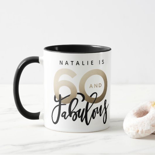 60 et fabuleuse tasse d'anniversaire en or métalli (Avec donut)