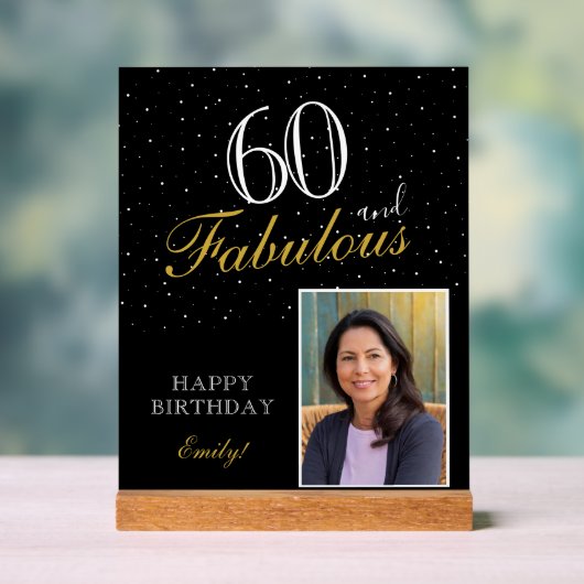 60 et fabuleux Elegant Black Birthday Photo (Neutre)