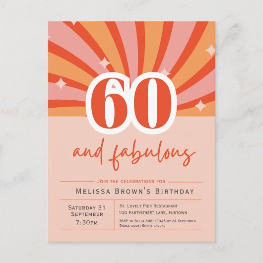 60 et fabuleux Invitation rétro pour 60e anniversa (Devant)