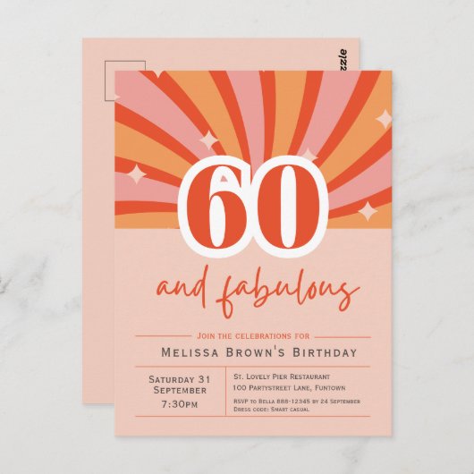 60 et fabuleux Retro 50e anniversaire Invitation (Devant / Derrière)