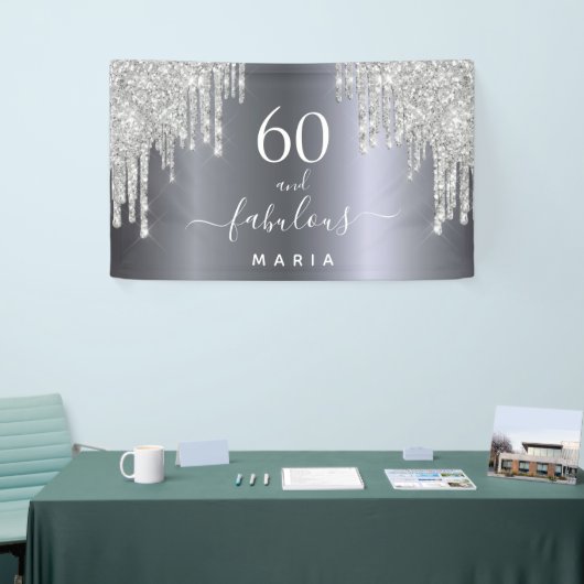 60 fabelachtige verjaardag mousserend glitter Silv Spandoek (Beurs)