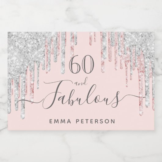 60 fabelachtige verjaardagsdag roos goud glitter z sparkling wijnetiket (Enkel label)