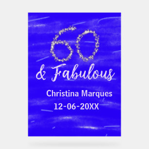 60 & fabuleux anniversaire bleu argent ajouter nom
