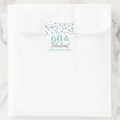 60 & Fabulous Birthday Silver Turquoise Confetti Vierkante Sticker (Tas)