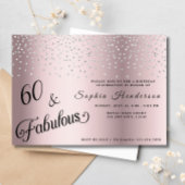 60 Fabulous Blush Roze Glitter Verjaardagsfeest Kaart