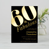 60 & Fabulous Bold Gold 60th Birthday Invitation (Debout devant)