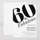 60 & Fabulous Bold Number 60th Birthday Kaart (Voorkant / Achterkant)