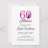 60 Fabulous Hot Pink Glitter 60th Birthday Party Kaart (Voorkant)