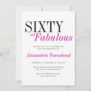 60 & Fabulous Moderne Roze Typografie 60ste Verjaa Kaart