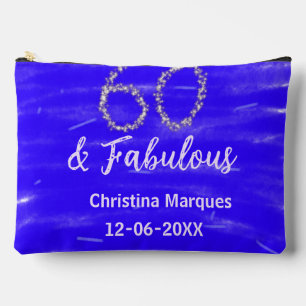 60 & Fabulous Verjaardag Blauw Zilver Naam toevoeg Etui