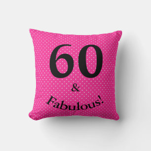 60 & Fabulous Verjaardag Helder Roze Polka Dots Kussen