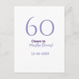 60 & fabulous verjaardag paars vet naam datum stij briefkaart