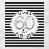 60 & Fabulous Verjaardag Wijn Etiket (Enkel label)