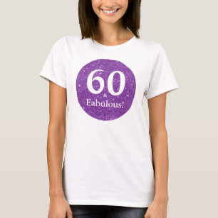 60 & Fabulous Verjaardagsfeest Met Paarse Glans T-shirt